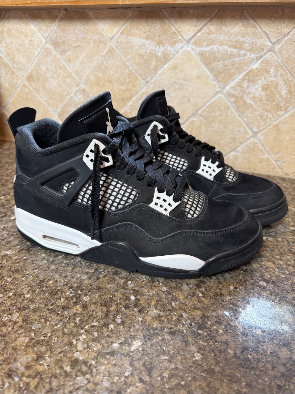 Nike Air Jordan Black Suede and White Retro Basketball Sneakers